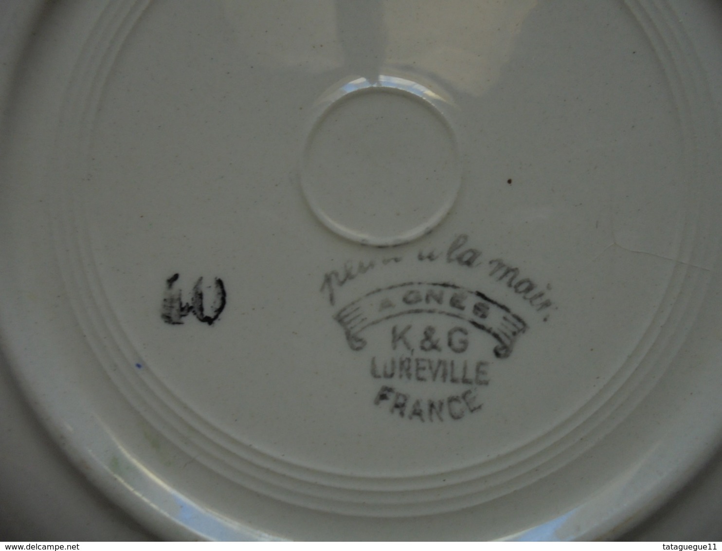 Ancien - 2 assiettes creuses K&G LUNEVILLE - FRANCE - "Agnes" peint à la main