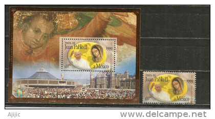 Mexique .Visite Du Pape Jean-Paul II En 1999. BF + Un T-p  Neufs **.  Côte 15,00 €uro - Mexique