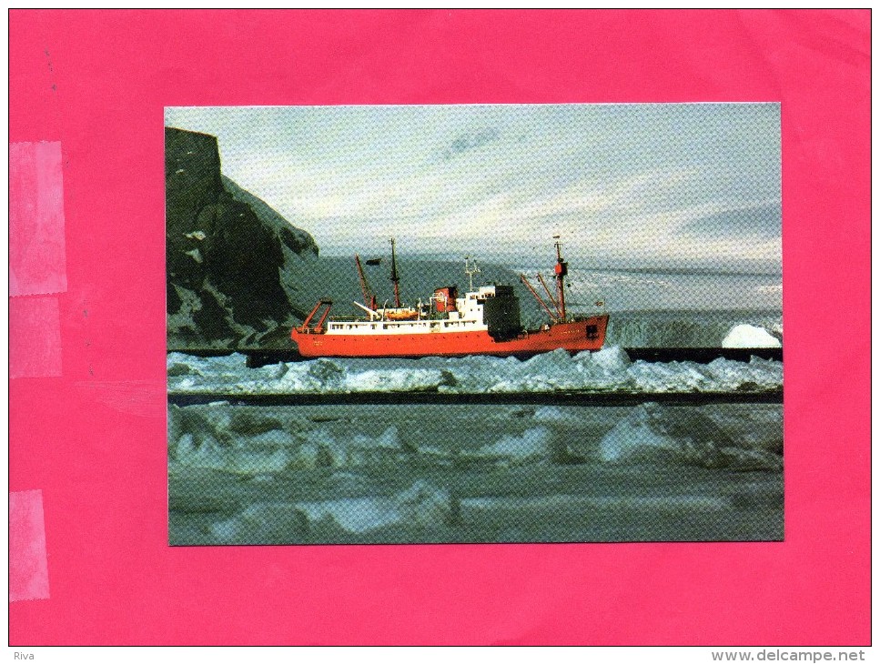 Carte Vierge  (( Bateau British Antarctic Survey Dans Les Glaces )) - Lettres & Documents