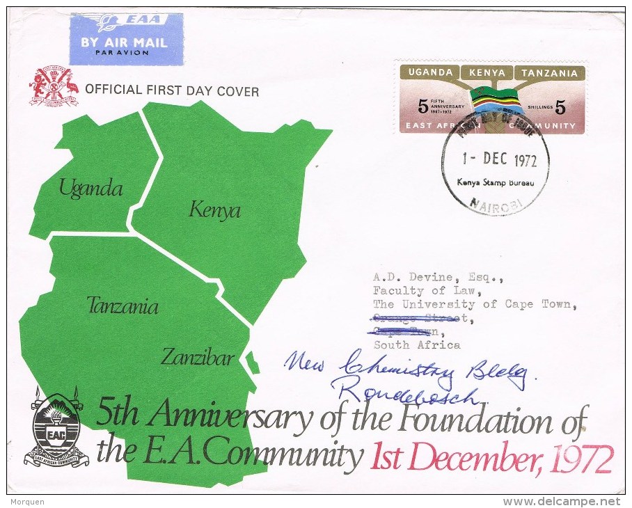 12119. Carta Aerea NAIROBI (Kenia) 1972. Foundation Of Community - Kenia (1963-...)