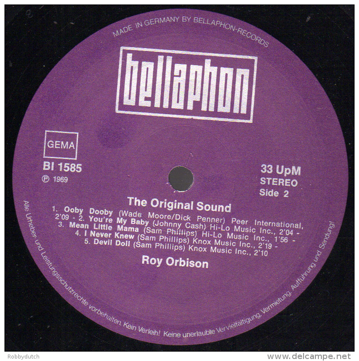 * LP *  ROY ORBISON - THE ORIGINAL SOUND (Germany 1969 EX-!!!) - Rock