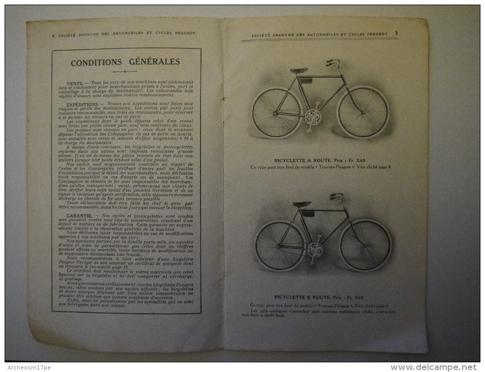 Catalogue Peugeot 1914 Vélo Cycle Bicyclette Motocyclette Beaulieu (Doubs) - Matériel Et Accessoires