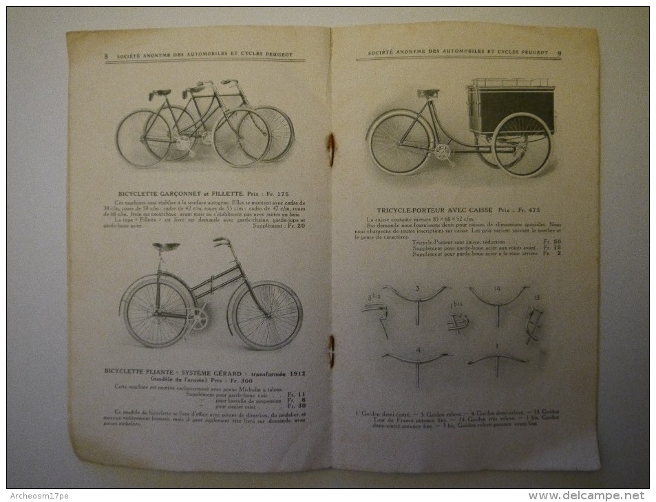 Catalogue Peugeot 1914 Vélo Cycle Bicyclette Motocyclette Beaulieu (Doubs) - Matériel Et Accessoires