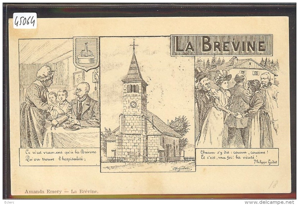 CARTE DESSINEE PAR O. HUGUENIN - LA BREVINE -  TB - La Brévine