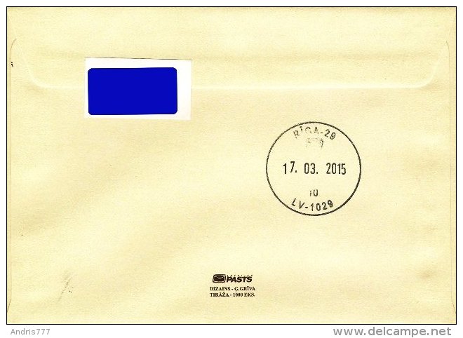 Latvia Lettland Lettonie 2015 - Latvian Poet Aspazija - 150th Birth Anniversary (addressed Cover) - Latvia