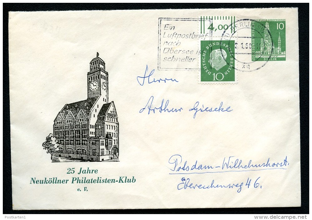 BERLIN PU16 B2/002a Privat-Umschlag RATHAUS NEUKÖLLN Gebraucht Potsdam 1960  NGK 10,00€ - Private Covers - Used