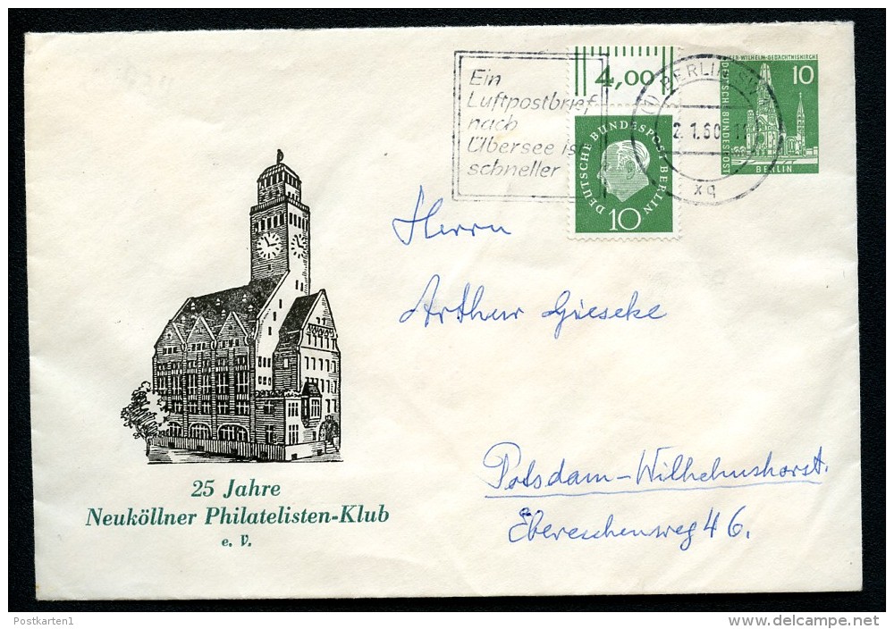 BERLIN PU16 B2/002a Privat-Umschlag RATHAUS NEUKÖLLN Gebraucht Potsdam 1960  NGK 10,00€ - Sobres Privados - Usados