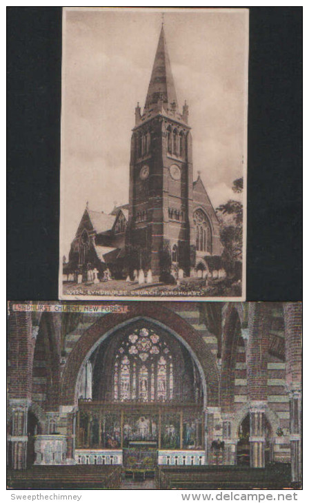 TWO OLD POSTCARDS OF LYNDHURST CHURCH NEW FOREST - ONE INTERIOR ONE EXTERIOR - Altri & Non Classificati