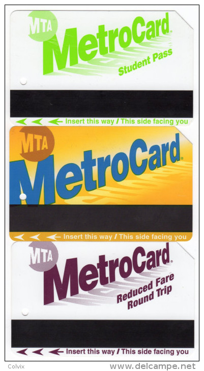 LOT DE 3 TICKETS DE METROCARD De NEW YORK ETATS UNIS - Welt