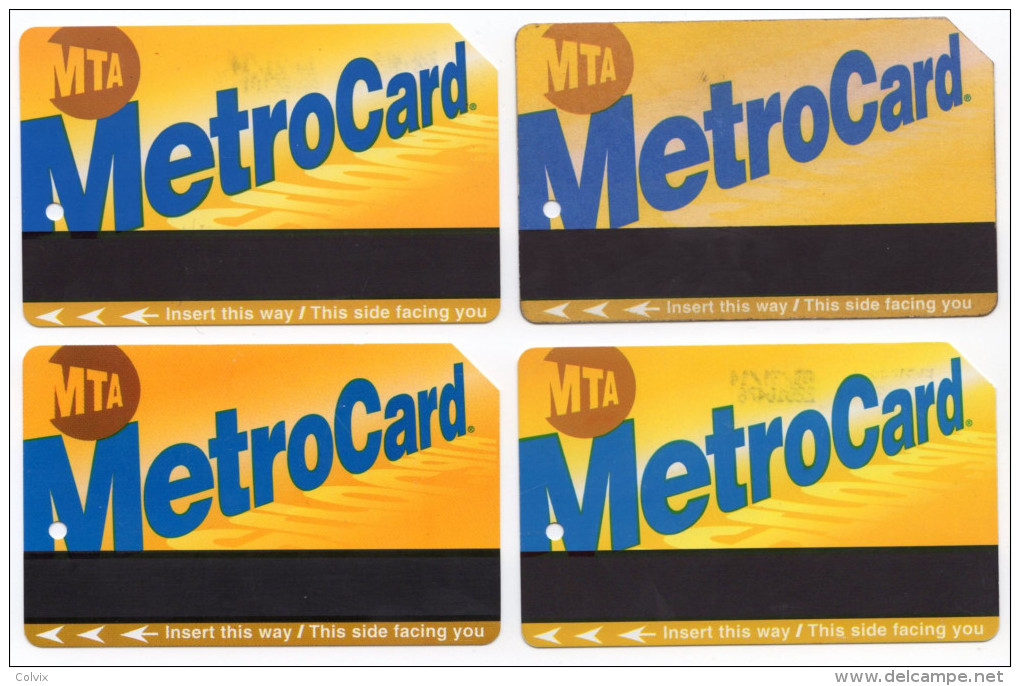 LOT DE 4 TICKETS DE METROCARD De NEW YORK ETATS UNIS - Monde