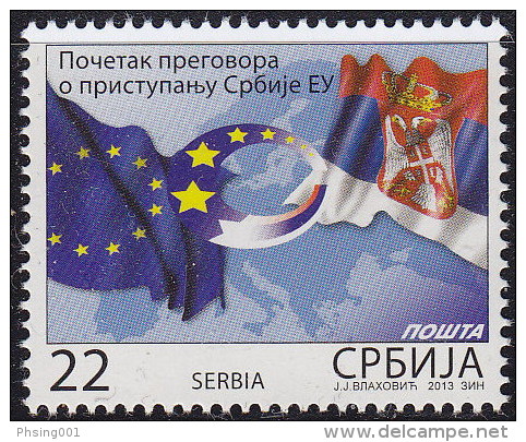 Serbia 2014 Negotiation For Accession To European Union, Flags, MNH - 2014