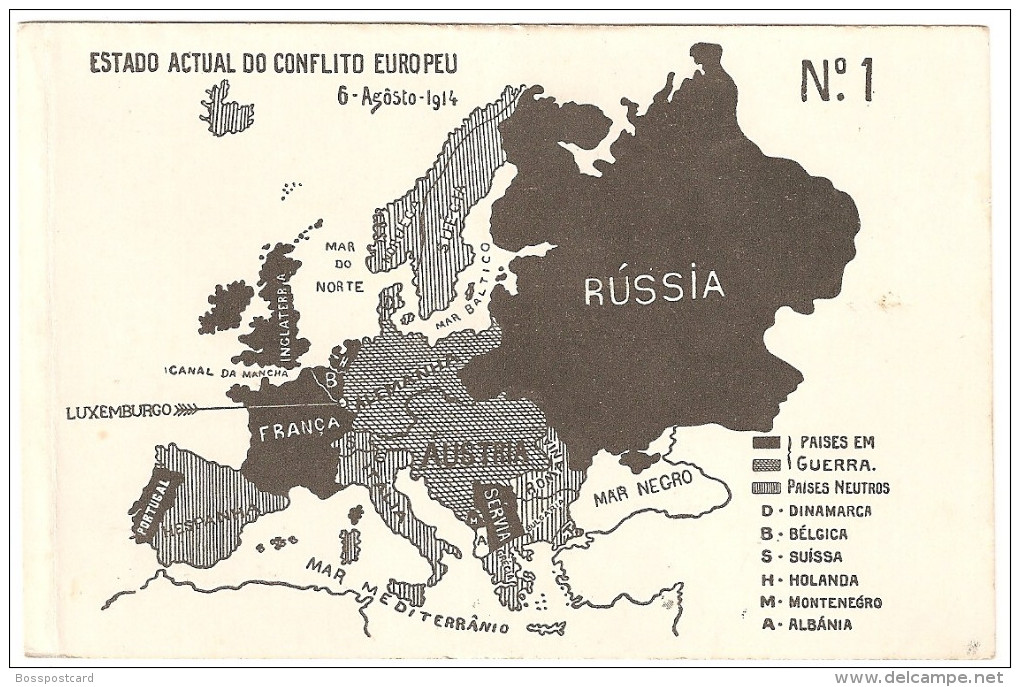 Map.Carte.First War World. Première Guerre Mondiale.Germany. Italia.France.England. Nederland.España.Militaire.Military. - War 1914-18