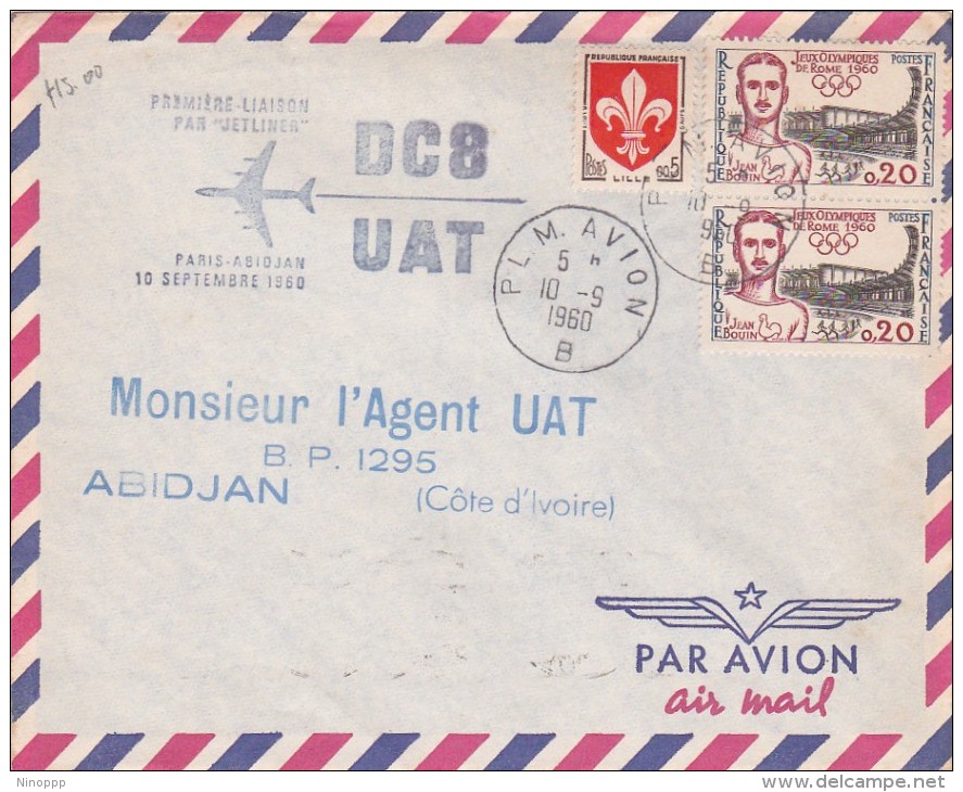 France 1960 UAT First Flight Cover By DC-8  Paris-Abidjan - Covers & Documents