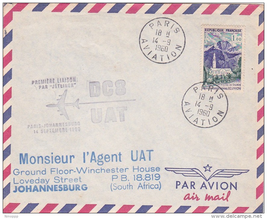 France 1960 UAT First Flight Cover By DC-8  Paris-Johannesburg - Covers & Documents