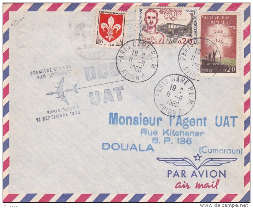 France 1960 UAT First Flight Cover By DC-8 Pari-Douala - Covers & Documents