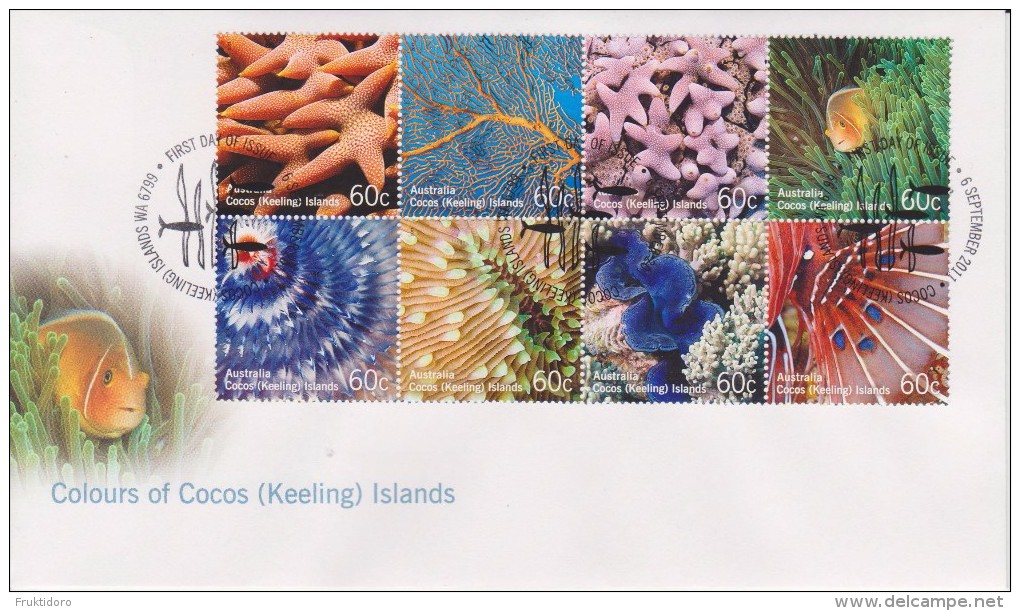 Cocos Islands - Keeling - FDC Mi 464-471 Colours Of Cocos (Keeling) Islands - Marine Fauna - Coral - Starfish - 2011 - Cocoseilanden