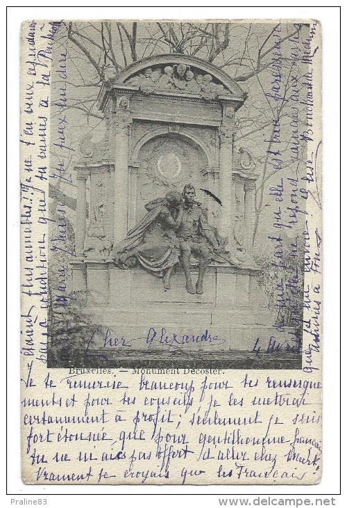 CPA  Precurseur -BRUXELLES, MONUMENT DECOSTER -Circulé 1904 -Belgique - Sculture