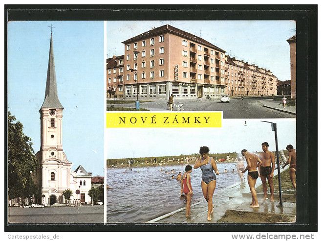 CPA Nove Zamky, Namestie, Kaviaren A Restauracia Park, Kupalisko, Strand - Altri & Non Classificati