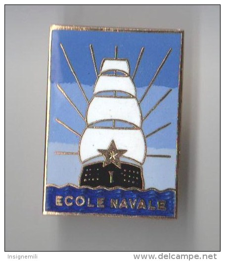 INSIGNE ECOLE NAVALE , MARINE , émail - ARTHUS BERTRAND PARIS - Navy