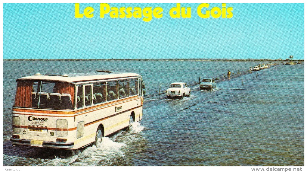 Le Passage Du Gois: SETRA AUTOBUS/COACH, PEUGEOT 403, RENAULT 12 & 4 - Ile De Noirmoutier  - (Vendée, France) - Toerisme