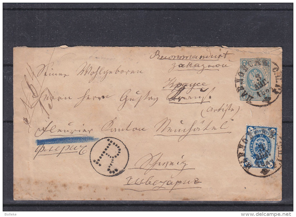 Russie - Lettre Recommandée De 1884 - Entier Postal - Expédié Vers La Suisse - Cachet Ambulant - Cachet De Fleurier - - Briefe U. Dokumente