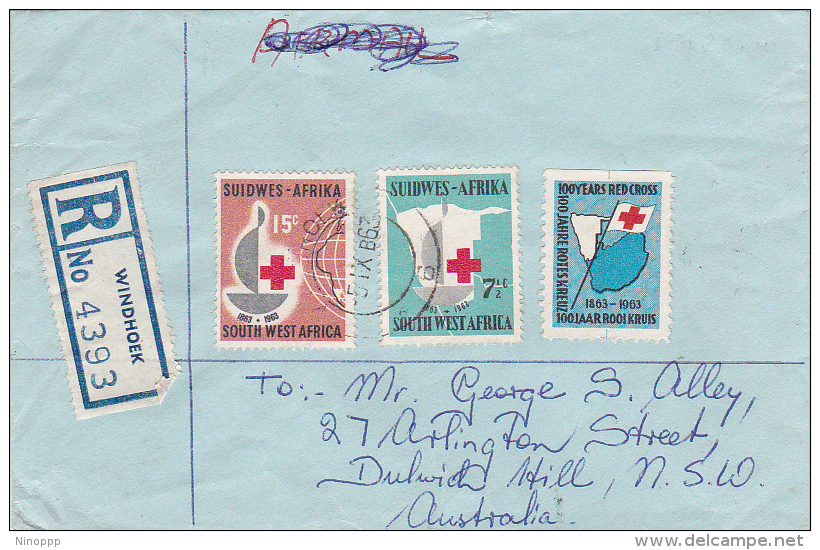 South Africa 1963 Red Cross Registered Cover Sent To Australia - Used Stamps