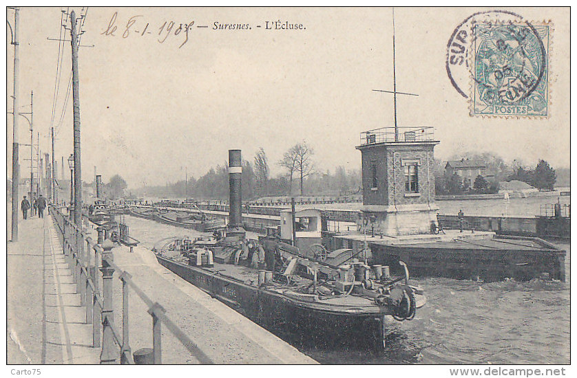 Bâteaux - Remorqueur Ampère - Ecluse - Navigation Fluviale - Tugboats