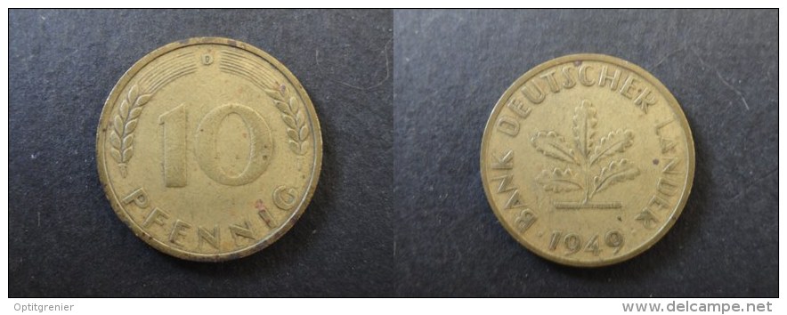 1949 D - 10 PFENNIG - ALLEMAGNE - GERMANY - 10 Pfennig