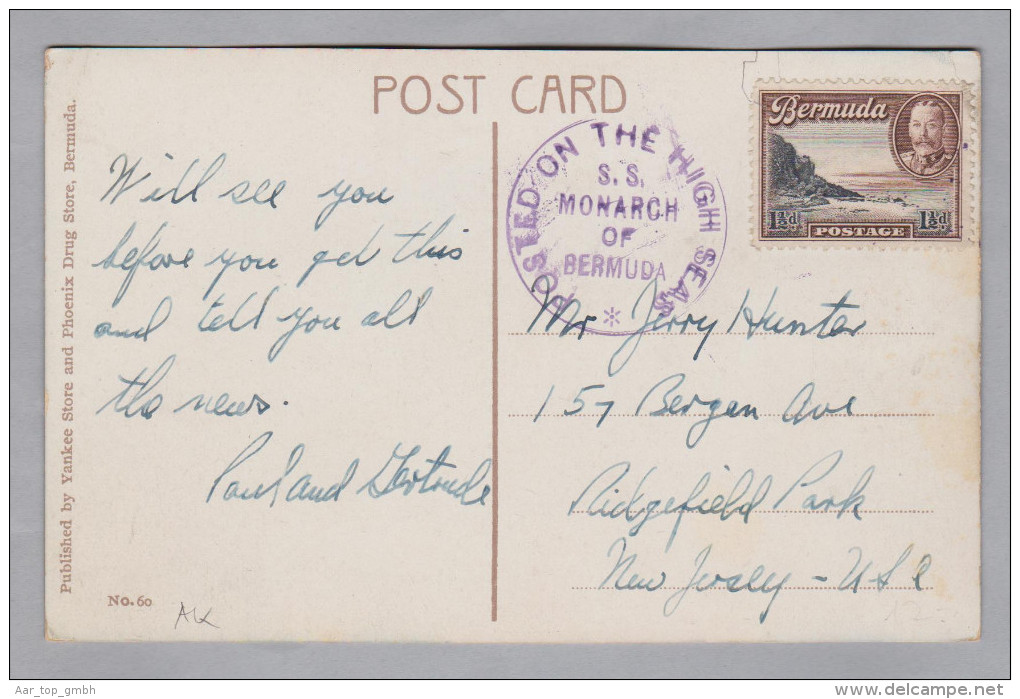 AK BERMUDA ~1930 Schiffstempel Gibb's Hill Leuchtturm Foto Yankee And Phoenix Store - Bermudes