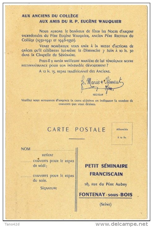 LGM FRANCE - PREO BLASON D'ANJOU SURCHARGE EPAISSE SUR DEPLIANT THEME RELIGIONS - 1953-1960