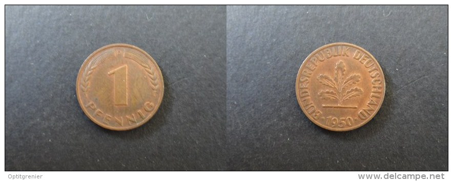 1950 D - 1 PFENNIG - ALLEMAGNE - GERMANY - 1 Pfennig