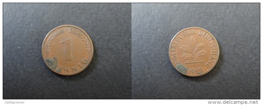 1950 F - 1 PFENNIG - ALLEMAGNE - GERMANY - 1 Pfennig