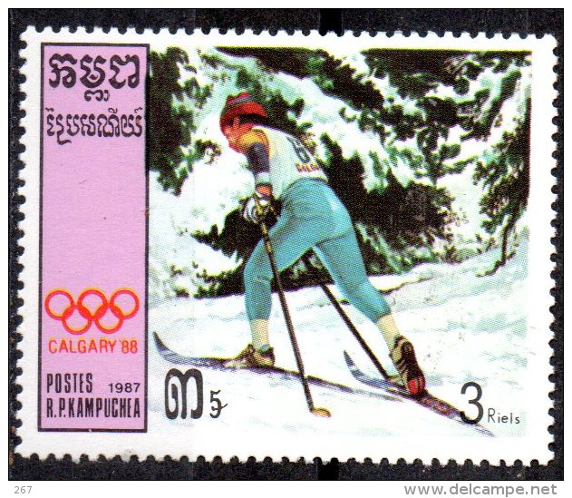 KAMPUCHEA   N° 711   * *    Jo 1988  Ski De Fond - Sci