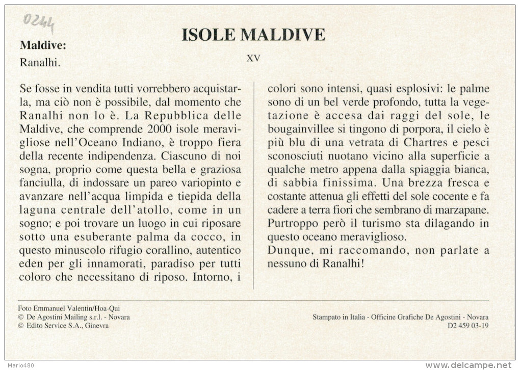 MALDIVE:   RANALHI       2 SCAN      (NUOVA CON DESCRIZIONE DEL SITO) - Maldives