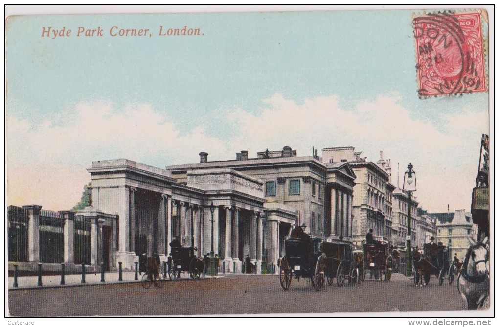 ROYAUME UNI,UNITED KINGDOM,angleterre,englan D,LONDON ,LONDRES,1908,HYDE PARK CORNER,TAXI - Otros & Sin Clasificación