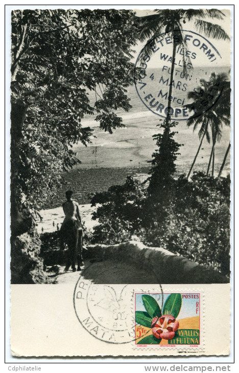 WALLIS ET FUTUNA CARTE MAXIMUM DU N°159 OBLITERATION 1er JOUR MATA-UTU 4-8-58 + CACHET "VOUS ETES FORMIDABLES ILES ..... - Tarjetas – Máxima