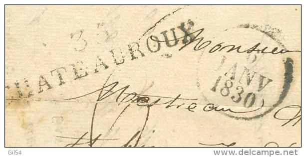 Oblitération 35 - CHATEAUROUX En Janvier 1830 Sur Lac - Aoa0104 - 1801-1848: Précurseurs XIX