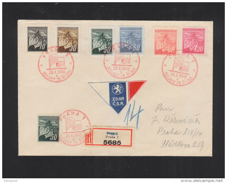 Czechoslovakia Registered Cover Special Cancellation Oslavy 28. Rijna - Covers & Documents