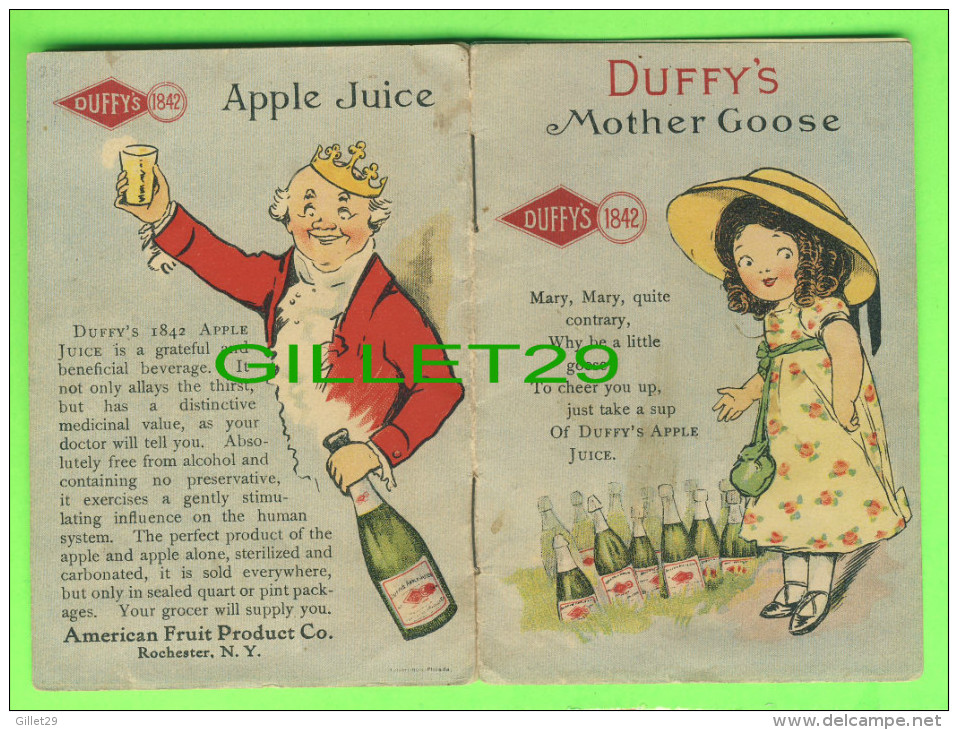 PUBLICITÉ - ADVERTISING - DUFFY'S (1842) MOTHER GOOSE - LITTLE BOOK OF 8 PAGES - AMERICAN FRUIT PRODUCT CO - - Noord-Amerikaans