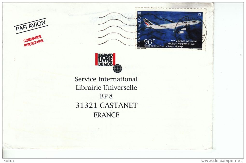 Nouvelle-Calédonie YT PA 311 Sur Lettre : Airbus A340 , Air France - 1994 - Covers & Documents