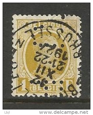 BELGIQUE , BELGIE ; Perforé , Perfin ; " J P " , 5 F , Albert 1er , 1921 - 1927 , N° YT 205 - 1909-34