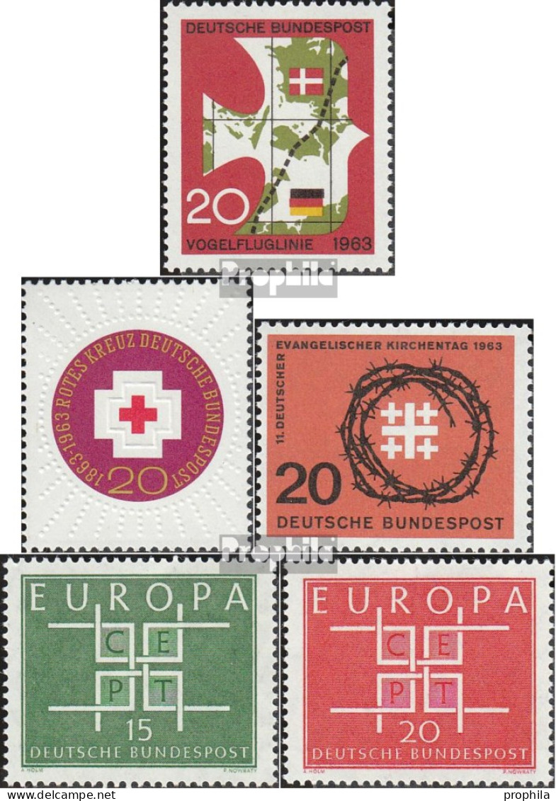 BRD (BR.Deutschland) 399,400,405,406,407 (kompl.Ausg.) Postfrisch 1963 Vogelfluglinie, Kreuz, Kirche, Euro - Ungebraucht