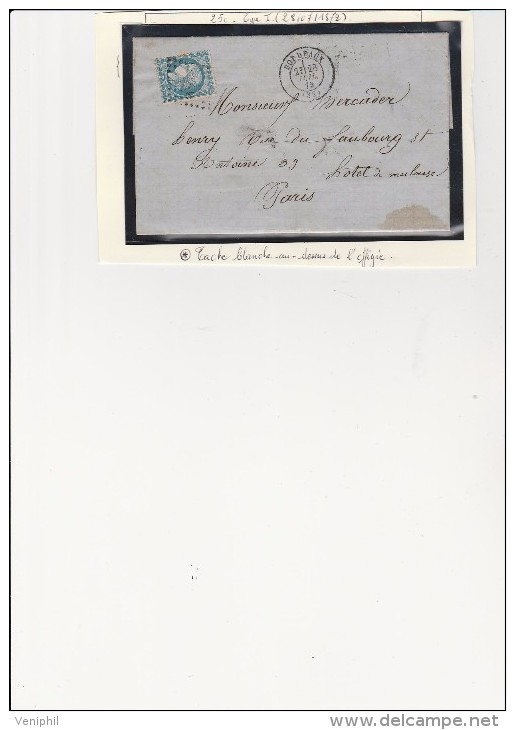 LETTRE AFFRANCHIE N° 60 AVEC VARIETEE TRAIT BLANC AU DESSUS DE L'EFFIGIE.CAD BORDEAUX 1872 - 1849-1876: Klassik