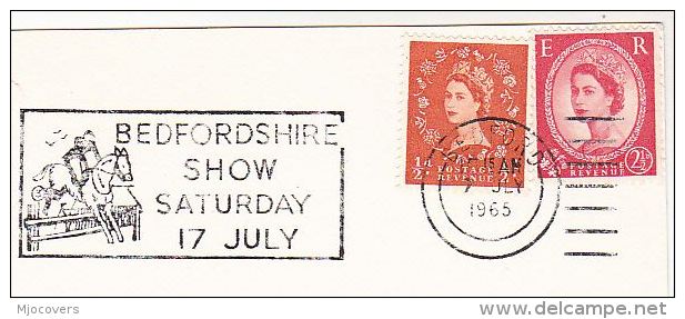 1965 Bedford GB COVER (card) SLOGAN Pmk Illlus HORSE SHOW JUMPING At  BEDFORDSHIRE SHOW  Horses Sport Stamps - Horses