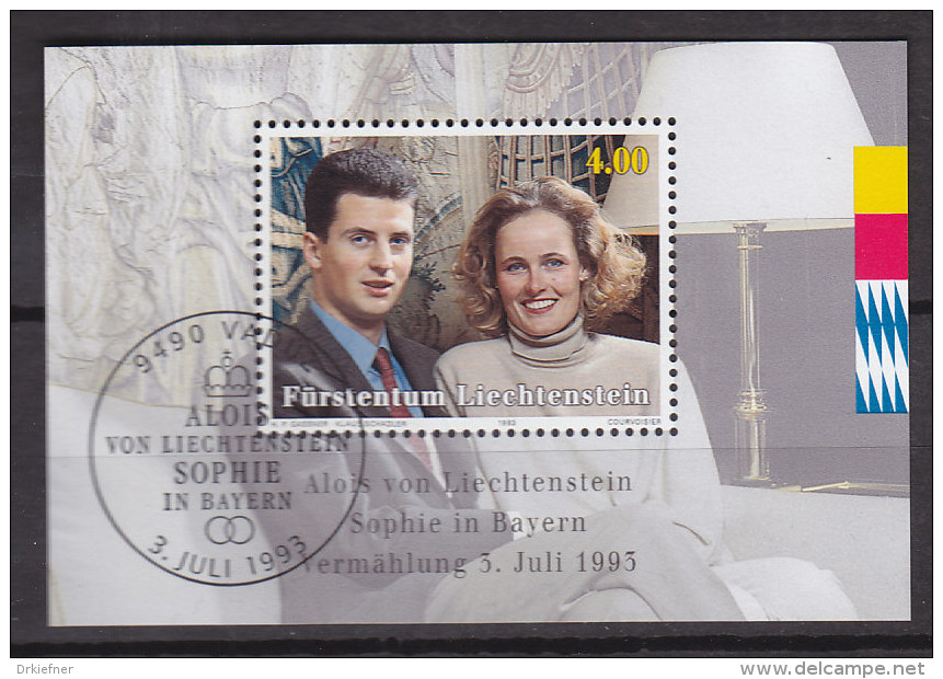 LIECHTENSTEIN  Block 15, Gestempelt,  1993, Hochzeit Von Erbprinz Alois Von Und Zu Liechtenstein Und Herzogin Sophie - Blocks & Kleinbögen