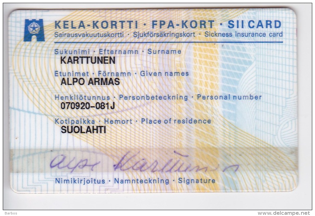 Finland , 1997 , Sickness Insurance Card , Used - Other & Unclassified