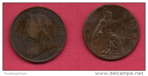 UK, 1896, Very Fine Used Coin, 1/2 Penny, Victoria, Bronze,  , C2200 - C. 1/2 Penny