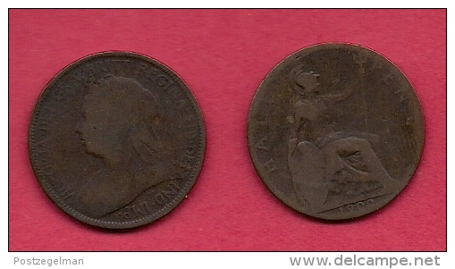 UK, 1900, Very Fine Used Coin, 1/2 Penny, Victoria, Bronze,  , C2204 - C. 1/2 Penny
