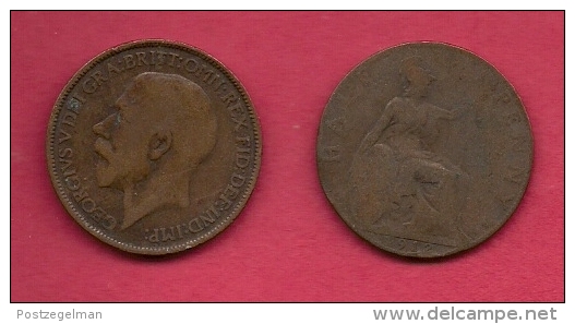 UK, 1912, Very Fine Used Coin, 1/2 Penny, George V, Bronze,  , KM 809,  C2213 - C. 1/2 Penny