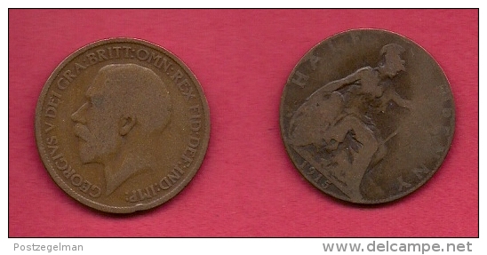 UK, 1915, Very Fine Used Coin, 1/2 Penny, George V, Bronze,  , KM 809,  C2216 - C. 1/2 Penny